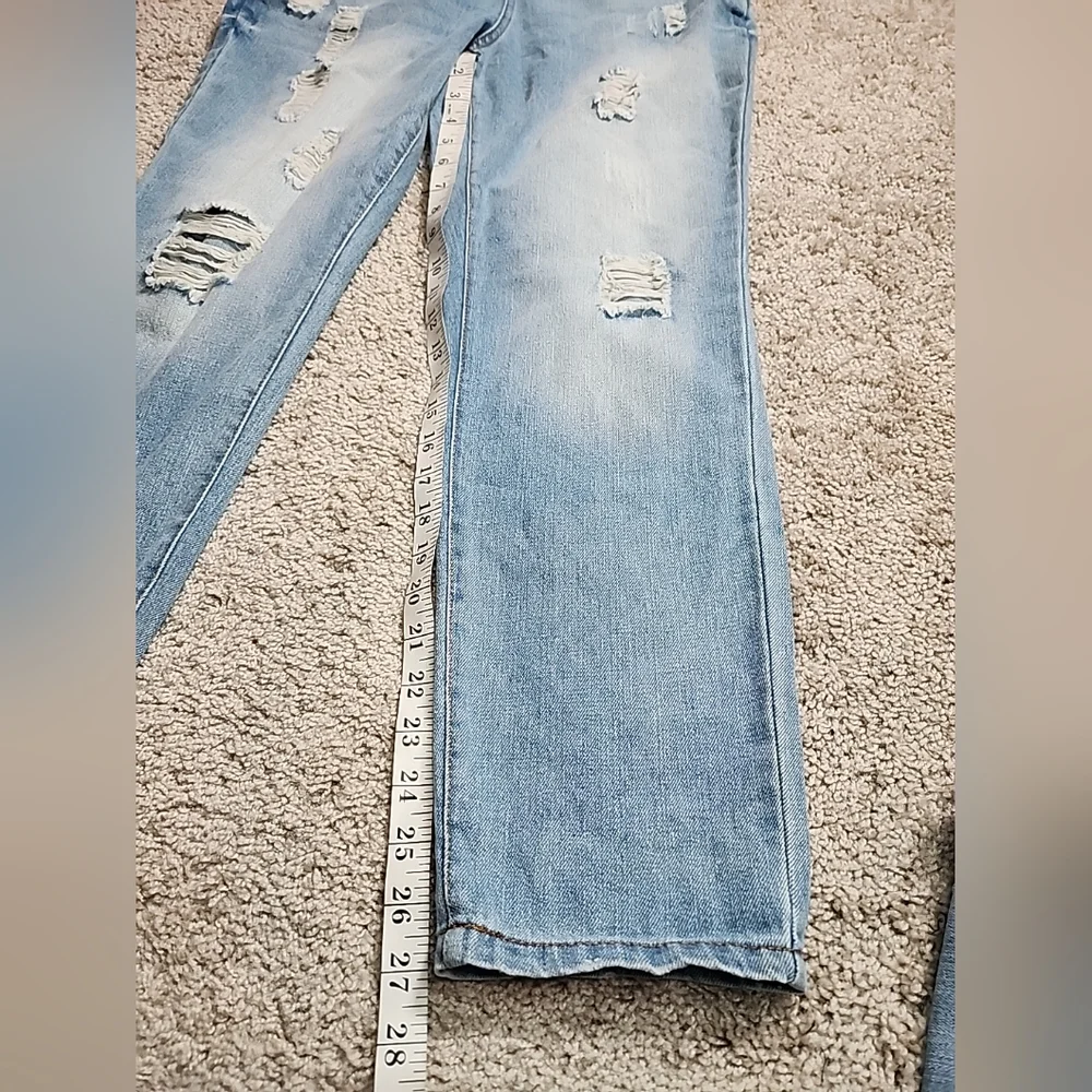 Ci Sono Womens Distressed Denim Overalls Size Small Light Wash Country Punk - Picture 5 of 11